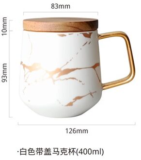 Keramische Kopje Koffie Nordic Stijl Creatieve Vintage Cup Cafe Bar Imitatie Marmer Ontbijt Cup wit (400ml)--A