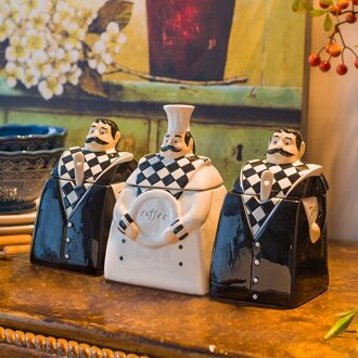 Keramische Kruiden Jar Set Europese Chef Ober Modeling Leuke Home Keuken Kruiden Olie Pot Restaurant Verzegelde Blikken E-Spice jar