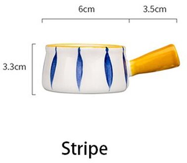 Keramische Mini Melk Cup Met Handvat Japanse Melk Opschuimen Jug Koffie Suiker Melk Pot Europ Tomaat Saus Schotel Keuken servies streep