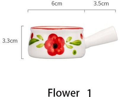 Keramische Mini Melk Cup Met Handvat Japanse Melk Opschuimen Kannen Koffie Suiker Melk Pot Aardbei Bloemen Patroon Keuken Servies bloem rood