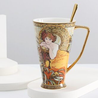 Keramische Mok Coffe Cup Bone China Porselein Thee Kopjes Met Lepel Grote Capaciteit 500Ml Drinkware Bruiloft Decoratie Accessoires