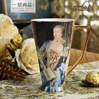 Keramische Mok Coffe Cup Bone China Porselein Thee Kopjes Met Lepel Grote Capaciteit 500Ml Drinkware Bruiloft Decoratie Accessoires