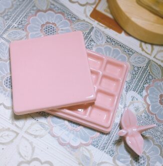 Keramische Palet 12 Goed Met Deksel Aquarel Palet Porselein Keramische Verf Palet Palet Verf Lade pink12Well met lid