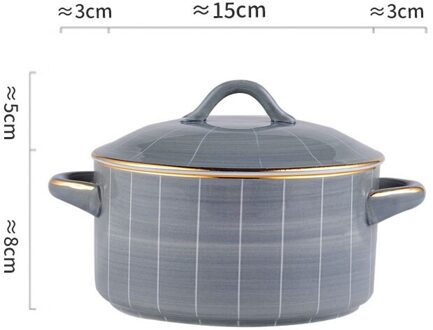 Keramische Pannen Soep Pot Met Deksel Europese Stijl Huishoudelijke Terrines Dessert Salade Fruitschaal Anti-Brandwonden Noodle Rijst Pot ZH623 donker grijs