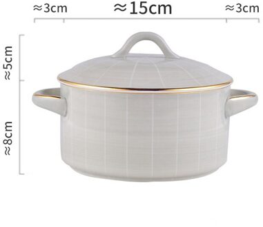Keramische Pannen Soep Pot Met Deksel Europese Stijl Huishoudelijke Terrines Dessert Salade Fruitschaal Anti-Brandwonden Noodle Rijst Pot ZH623 licht grijs