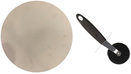 Keramische pizzasteen voor op de barbecue 36 cm met pizza snijder 19 cm