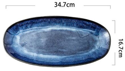 Keramische Plaat Japanse Stijl Gerechten Oven Change Cat Eye Blauwe Vis Plaat Huishouden Gestoomde Grote Glazuur Kleur Sushi Plaat groot