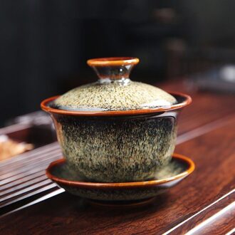 Keramische Portelain Gaiwan Theewaar Kung Fu Thee Set Cup Oven Change Gaiwan Thee Kom Sancai Gaiwan Kopje Thee Thuis Grote thee Maker groen