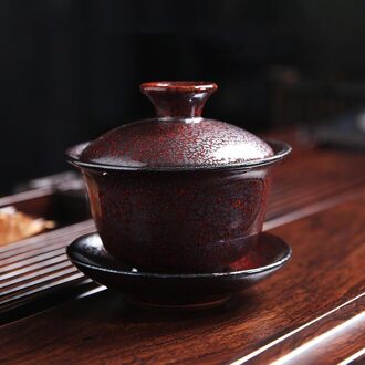 Keramische Portelain Gaiwan Theewaar Kung Fu Thee Set Cup Oven Change Gaiwan Thee Kom Sancai Gaiwan Kopje Thee Thuis Grote thee Maker jun rood