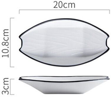 Keramische Rechthoekige Boot Plaat Eenvoudige Zwarte Lijn Rechthoekige Plaat Huishoudelijke Bakvormen Nordic Lade Vis Plaat Kaas Gebakken Rijst P
