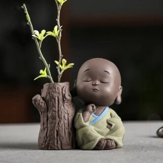 Keramische Retro Zen Kleine Monnik Vaas Creatieve Persoonlijkheid Kleine Monnik Hydrocultuur Plant Gedroogde Bloem Scindapsus Container Thuis Decor