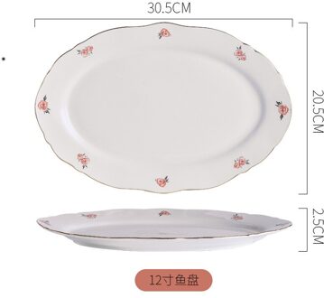 Keramische Servies Hone Diner Gerechten Platen Set Elegante Phnom Penh Slakom Lepel Westerse Steak Dessertbord Keukengerei 12 duim vis plate