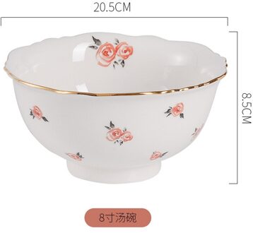 Keramische Servies Hone Diner Gerechten Platen Set Elegante Phnom Penh Slakom Lepel Westerse Steak Dessertbord Keukengerei 8 duim bowl