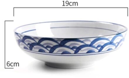 Keramische Soepkom Japanse Stijl Noedelkom Schotel Plaat Grote Hand Geschilderd Diner Retro Creatieve Servies golf