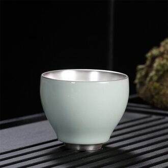 Keramische Sterling Zilveren Theekopje High-End Master Cup Creatieve Gilt Zilver Kung Fu Master Cup Eenvoudige Effen Kleur Kleine thee Kom