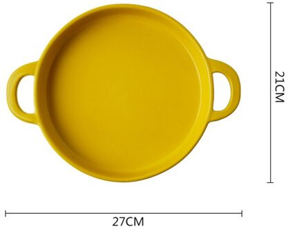 Keramische Thuis Creatieve Kachel Hoge Temperatuur Open Fire Oven Bakken Commerciële Barbecue Plaat Anti-aanbak Koekenpan Servies geel ceramic