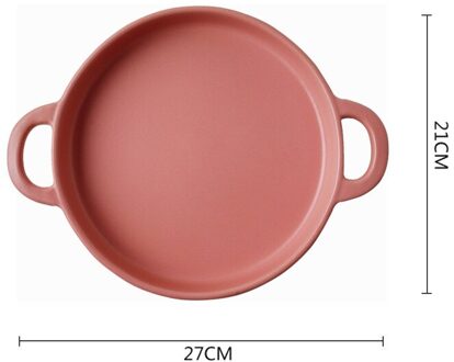 Keramische Thuis Creatieve Kachel Hoge Temperatuur Open Fire Oven Bakken Commerciële Barbecue Plaat Anti-aanbak Koekenpan Servies roze ceramic