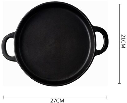 Keramische Thuis Creatieve Kachel Hoge Temperatuur Open Fire Oven Bakken Commerciële Barbecue Plaat Anti-aanbak Koekenpan Servies zwart ceramic