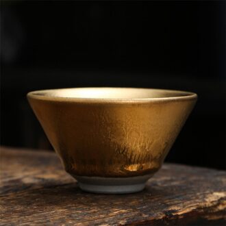 Keramische Vergulde 999 Tea Cup Porselein Puur Goud Kung Fu Master Cup Creatieve Handgemaakte Huishoudelijke Water Mok Kantoor Theekopje Drinkware B