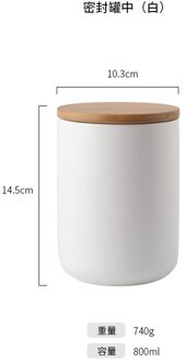 Keramische Verzegelde Met Houten Deksel Tank Koffie Thee Kruiden Bergingen Fles Keuken Voedsel Goederen Grove Korrel Opslag Huishouden