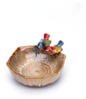 Keramische Vogel Bowls Tafel Ornamenten Decoratieve Vogel Feeder Fruitschaal Voedsel Bevatten Ambachten Snack Opbergvak Keramische Schotel