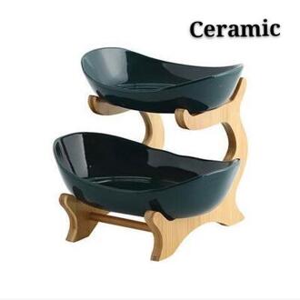 Keramische Woonkamer Thuis Drie-Layer Fruitschaal Snoep Schotel Creatieve Moderne Gedroogd Fruit Fruitmand Snack Plaat 2 laag groen