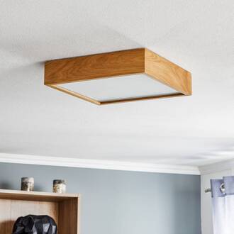 Kerio plafondlamp 37,5x37,5cm eiken licht licht eiken, gesatineerd