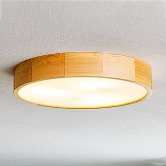 Kerio plafondlamp, Ø 47 cm, den naturel natuur dennenhout, gesatineerd