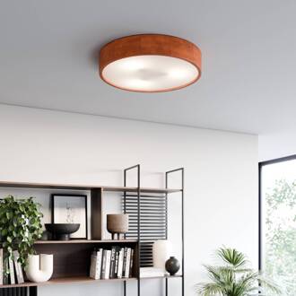 Kerio plafondlamp, Ø47cm, rustiek grenen rustieke zijkanten, gesatineerd