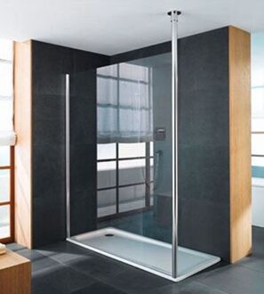 Kermi Walk-in Shower Wall Inloopdouche 118x200cm Mat zilver/Helder glas