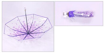 Kersenbloesems Transparante Paraplu Compact Vouwen Winddicht Stijl Clear Paraplu Regen Voor Vrouwen Mannen Zon Regen Paraplu Paars