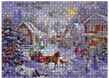 Kerst 1000 Pcs Puzzel Mooie Sneeuw Scène Feestelijke Home Entertainment Speelgoed 2
