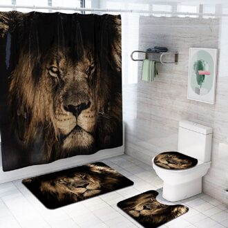 Kerst 4 stks/set Badkamer Moon Wolf Antislip Voetstuk Wc Deksel Seat Cover Badmat Voetstuk Tapijt Polyester Douche gordijn Set