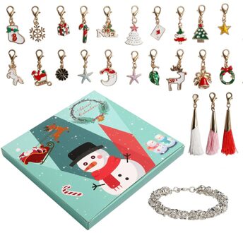Kerst Advent Kalender kinderen Geschenkdoos Kalender Met Mode Armband Sieraden 24 Dagen Kerst decoratie voor thuis sneeuwman