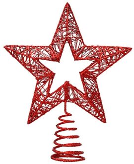 Kerst Ambachten Kerstboom Boom Top Ster Ijzeren Decoratie Props Holle Vijfpuntige Ster Boom Top Ster rood