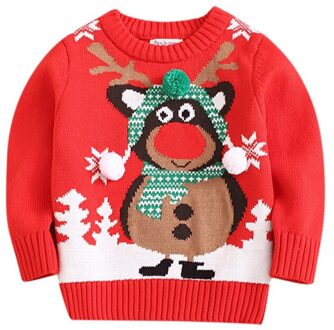 Kerst Baby Jongen Meisje Trui Peuter Kids Met Lange Mouwen Cartoon Herten Print Gebreide Tops Winter Truien Mode Meisjes Kleding 110