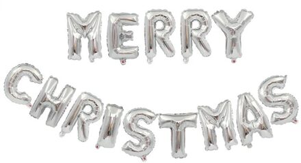 Kerst Ballon 16 Inch Vrolijk Kerstfeest Brief Ballon Mall Festival Partij Decoratie Aluminium Folie Ballon Pakket zilver