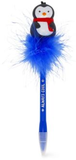 kerst balpen met licht - pinguin