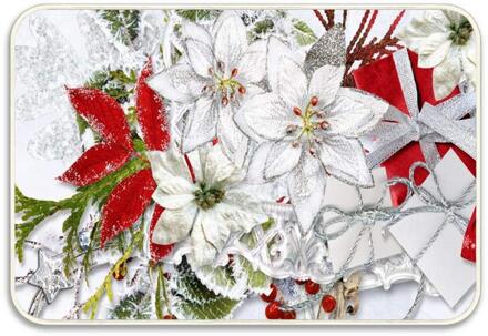 Kerst Bloemen Indoor Deur Mat Met Antislip Backing Absorberende Outdoor Deurmatten Keuken Badkamer Tapijten 16X24 Inch 40 cm x 60 cm