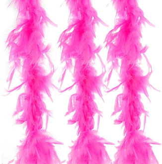 Kerst Boa - 3x - fluor fuchsia roze - 2 meter - veren - kerstboomversiering - kerstslinger