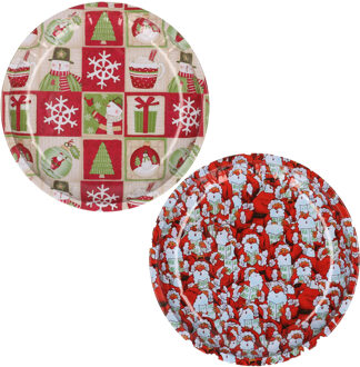 Kerst borden - 2x st - 26 cm - metaal - kerst thema - kerstservies kerst bordjes