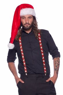 Kerst bretels - rood/wit - voor volwassenen - van 80 tot 140 verstelbaar Groen