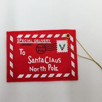 Kerst Brief Envelop Naar Kerstman Candy Bag Xmas Kaarthouders Geborduurde Boom Ornament 1Pcs