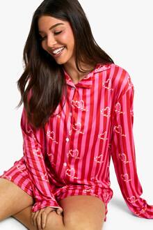 Kerst Candy Cane Print Pyjama Set Met Lange Mouwen En Korte Broek, Multi - 38