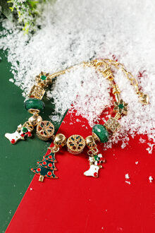 Kerst Charme Armband Feestelijke Cadeau Mosterdgeel