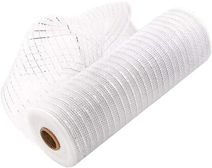 Kerst Deco Poly Mesh Lint Elke Roll - Metallic Folie Meer Kleur Kan Kiezen Rolls Voor Kransen Swags Bows Wikkelen rolls wit