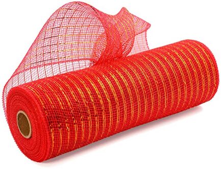Kerst Deco Poly Mesh Lint Met Metallic Folie Elke Rol Voor Kransen Swags Bows Wikkelen En Decoreren Rolls #45 rood