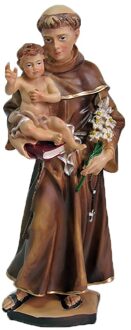 Kerst decoratie beeldje - De Heilige Sint Antonius - 22 cm - polystone
