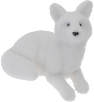 Kerst decoratie beeldje - poolvos - wit - 29 cm - polyfoam - binnen