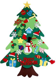 Kerst Decoratie Kinderen Handgemaakte Diy Drie-Dimensionale Vilt Doek Kerstboom Voor Kids Xmas Deur Muur Opknoping